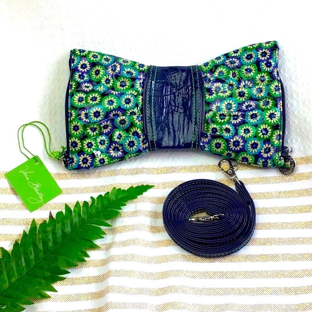 Vera Bradleyย FrillโโBlueโRhapsodyโโFloralโBowโClutchโCrossbodyโBagโNEW